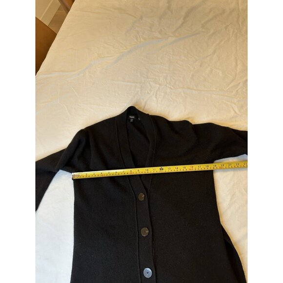 Theory Women’s Mid Length Soft 100% Cashmere V-neck Cardigan Petite Small Black - Picture 6 of 9